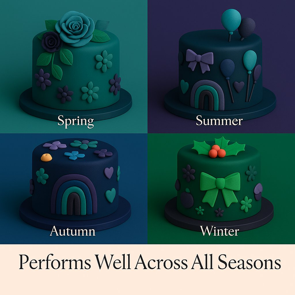 Confect Multipack of Emerald Green, Black, Navy Blue and Purple Sugarpaste 25