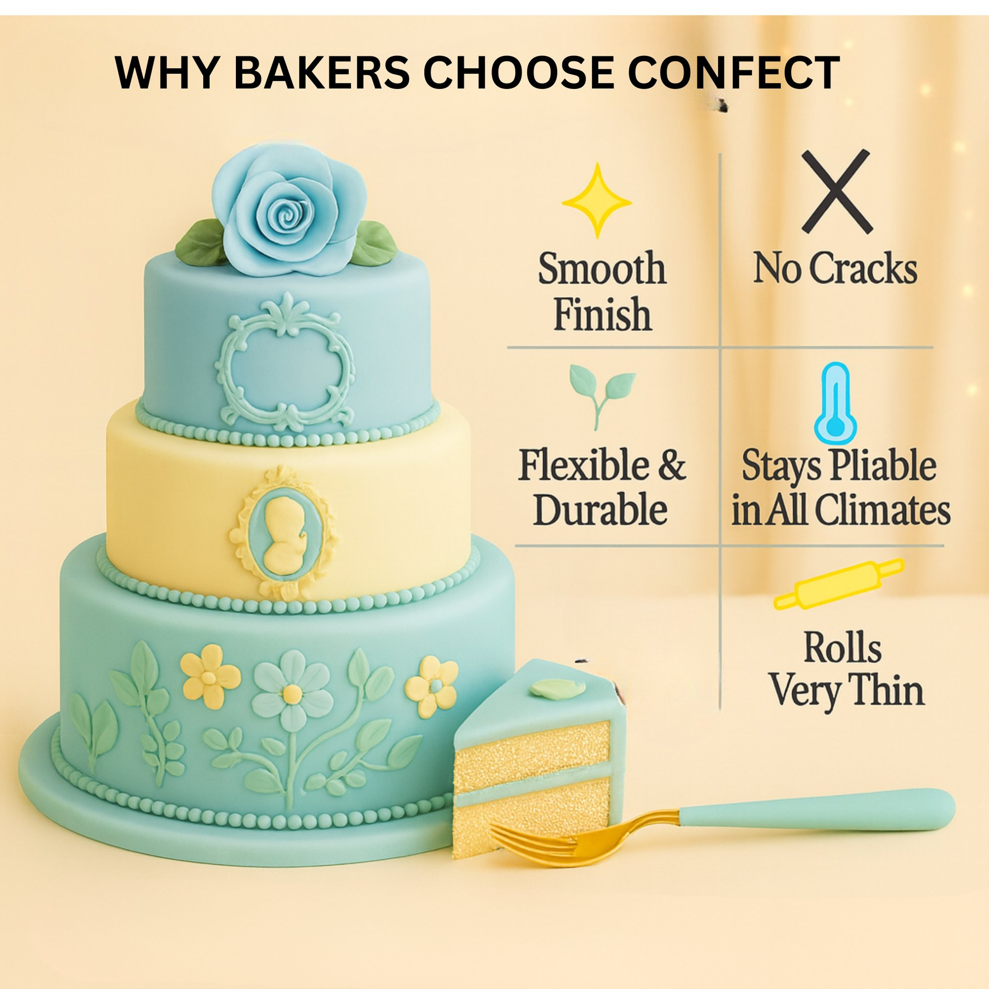 Confect Multipack of Baby Blue, Electric Blue, Ivory and Teal Sugarpaste 11