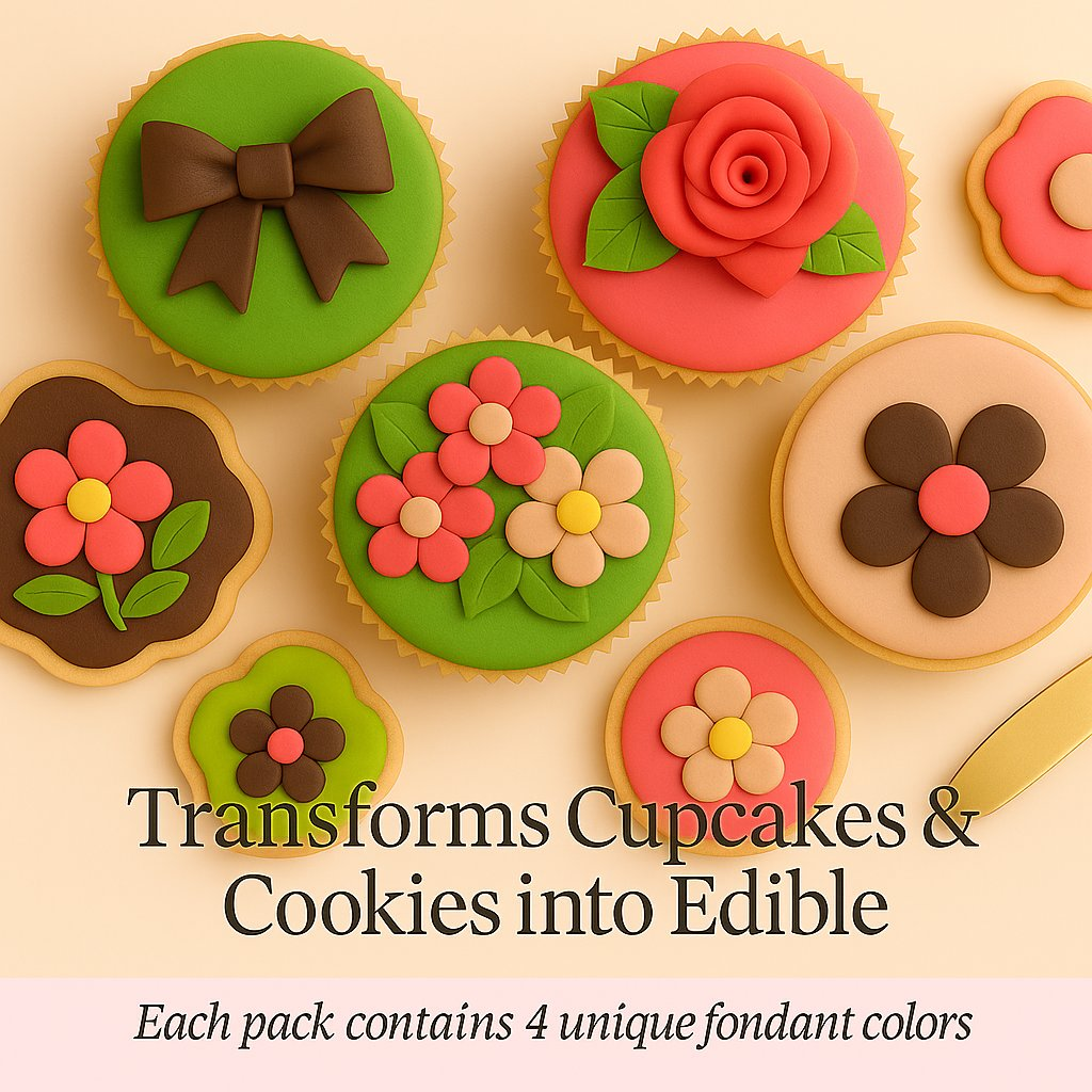Confect Multipack of Brown, Skin, Lime Green and Neon Pink Sugarpaste 26