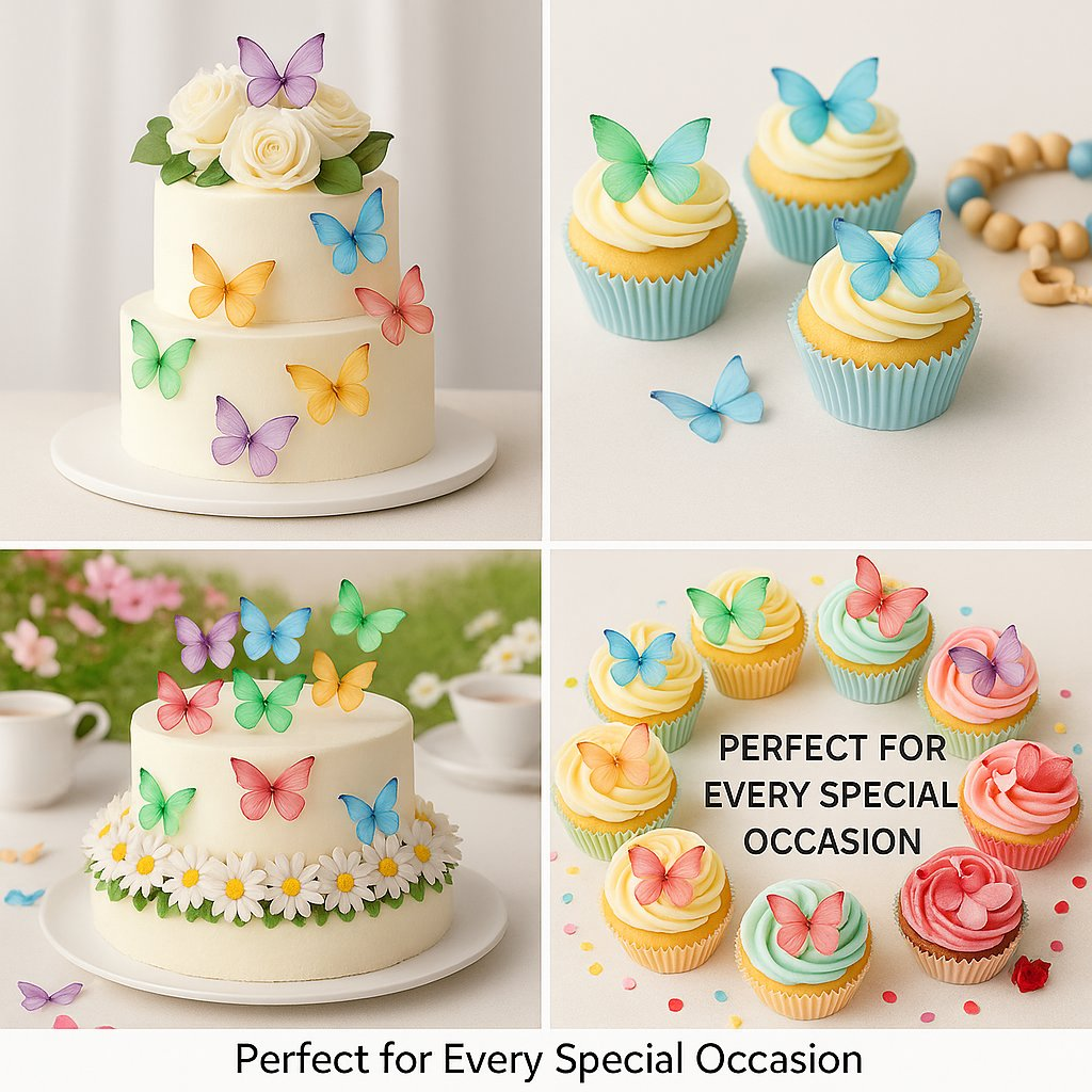Confect Multicolor | Pack of 56 Edible Wafer Paper Butterflies