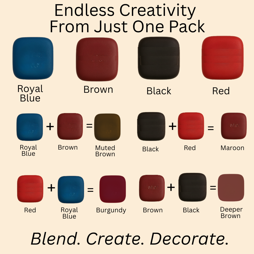 Confect Multipack of Royal Blue, Brown, Black and Red Sugarpaste 20
