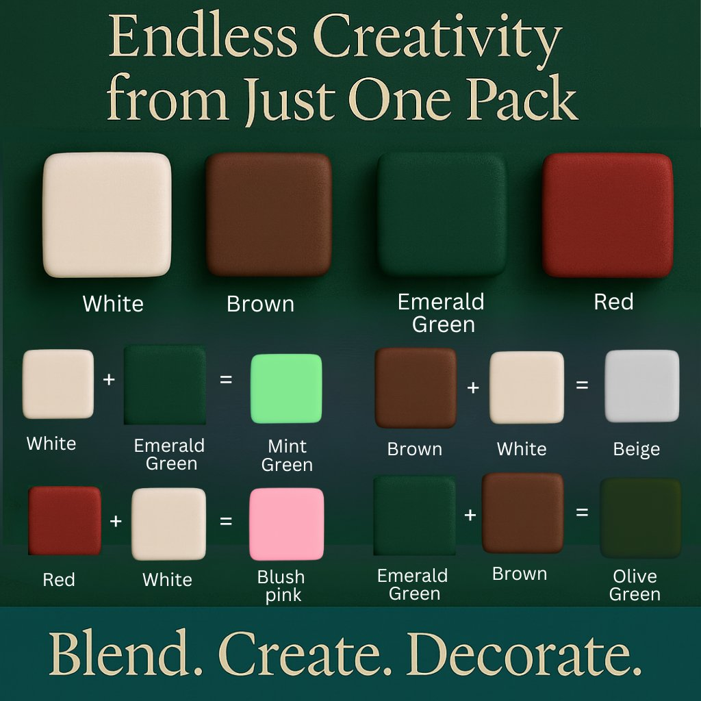 Confect Multipack of White, Emerald Green, Brown and Red Sugarpaste 19