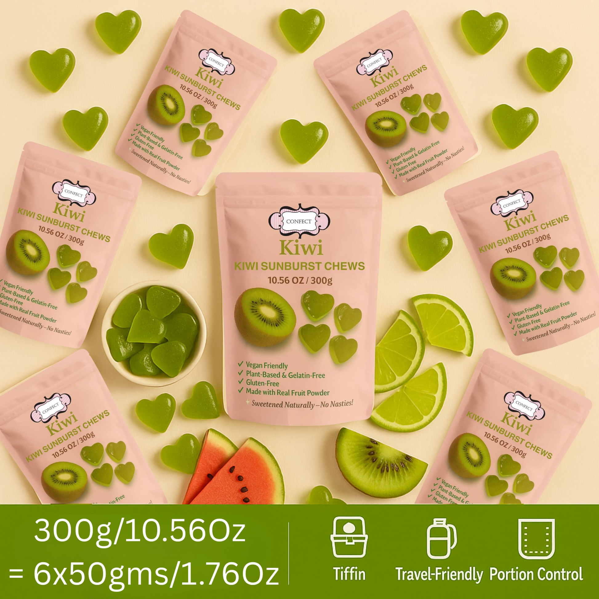 Confect Kiwi Sunburst Chews Gummies
