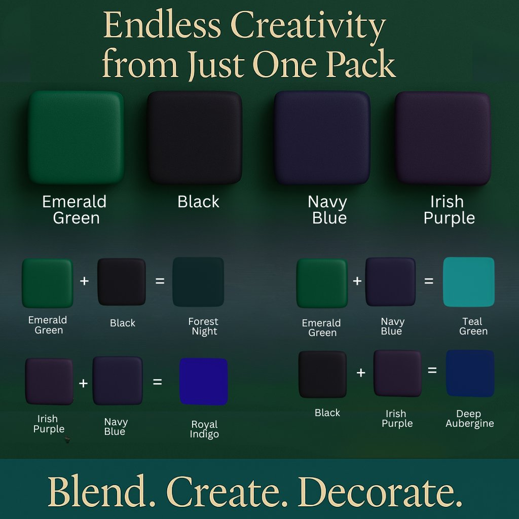 Confect Multipack of Emerald Green, Black, Navy Blue and Purple Sugarpaste 25