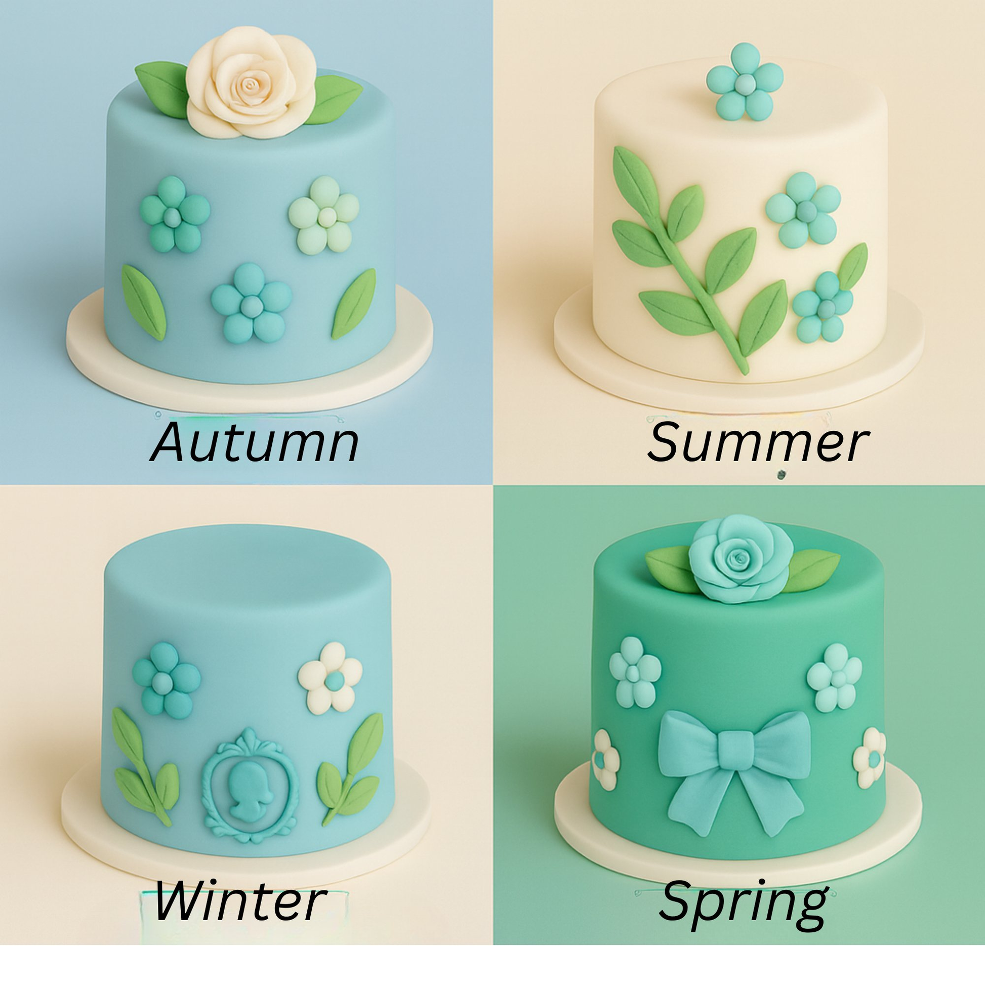 Confect Multipack of Baby Blue, Electric Blue, Ivory and Teal Sugarpaste 11