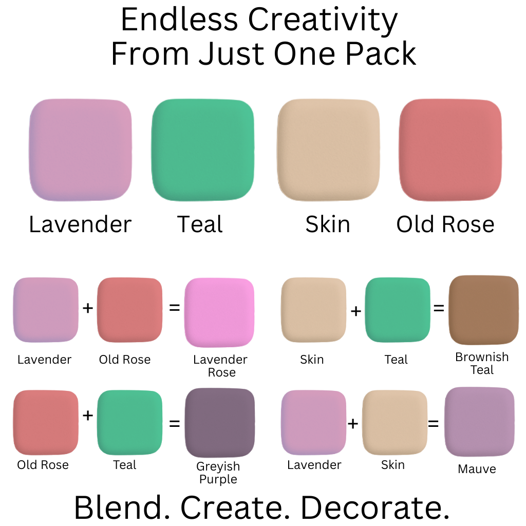 Confect Multipack of Lavender, Electric Blue, Skin and Old Rose Sugarpaste 22