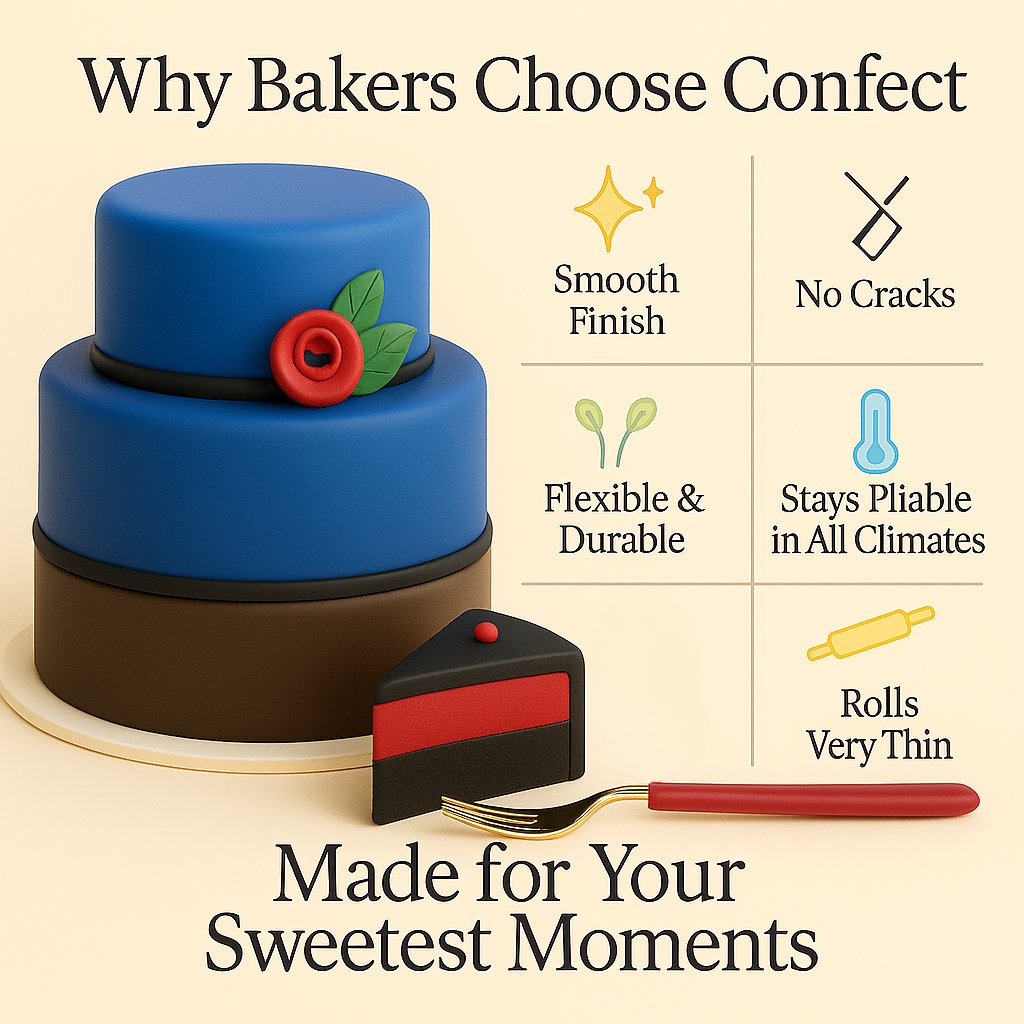 Confect Multipack of Royal Blue, Brown, Black and Red Sugarpaste 20