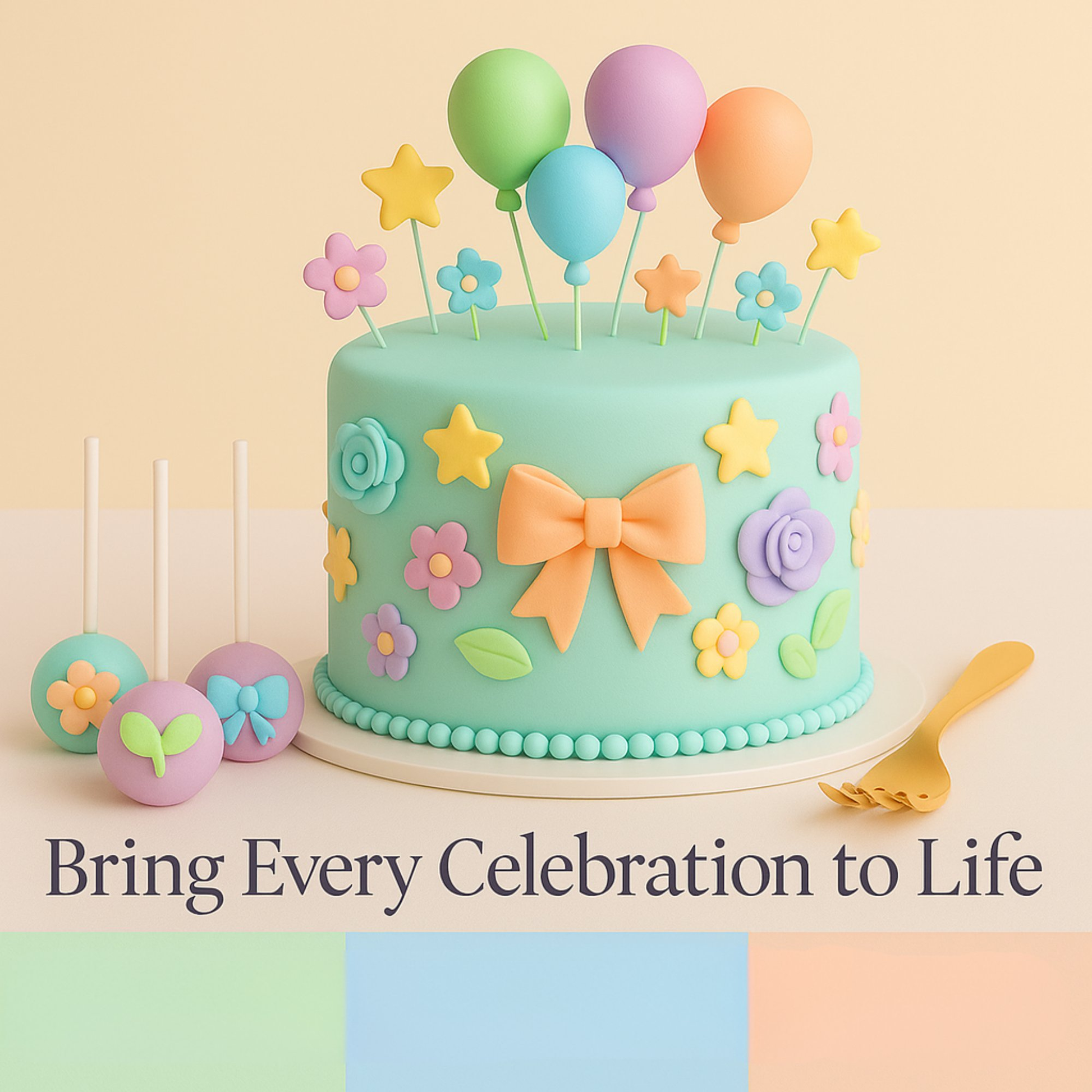 Confect Multipack of Mint green, Baby Blue, Lavender and Peach Sugarpaste 09