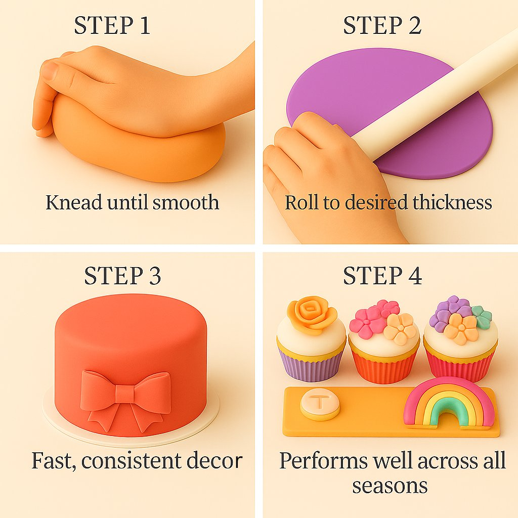 Confect Multipack of Orange, Hot pink, Red and Purple Sugarpaste 13