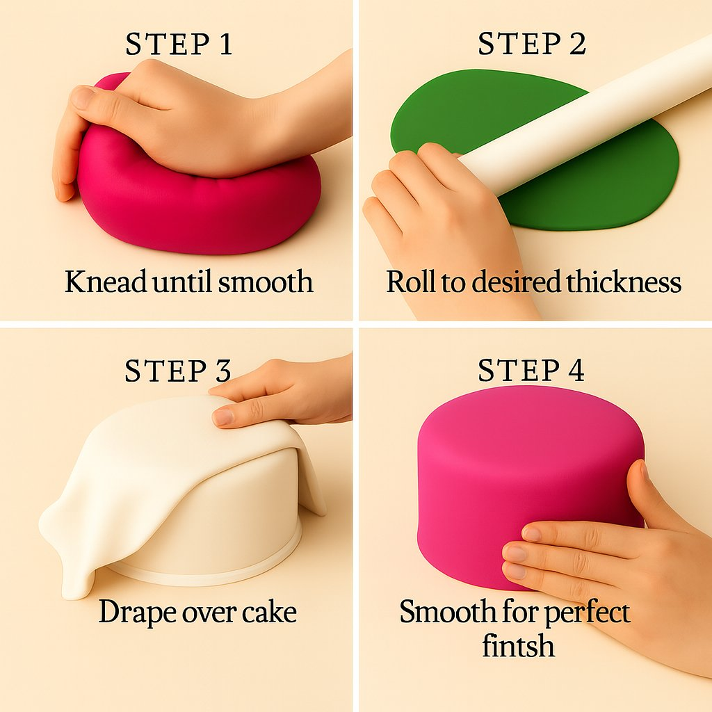 Confect Multipack of Brown, Skin, Lime Green and Neon Pink Sugarpaste 26