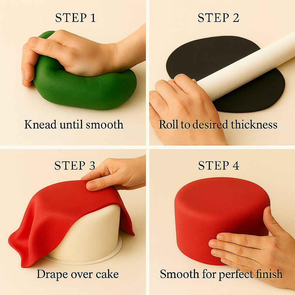 Confect Multipack of White, Emerald Green, Brown and Red Sugarpaste 19