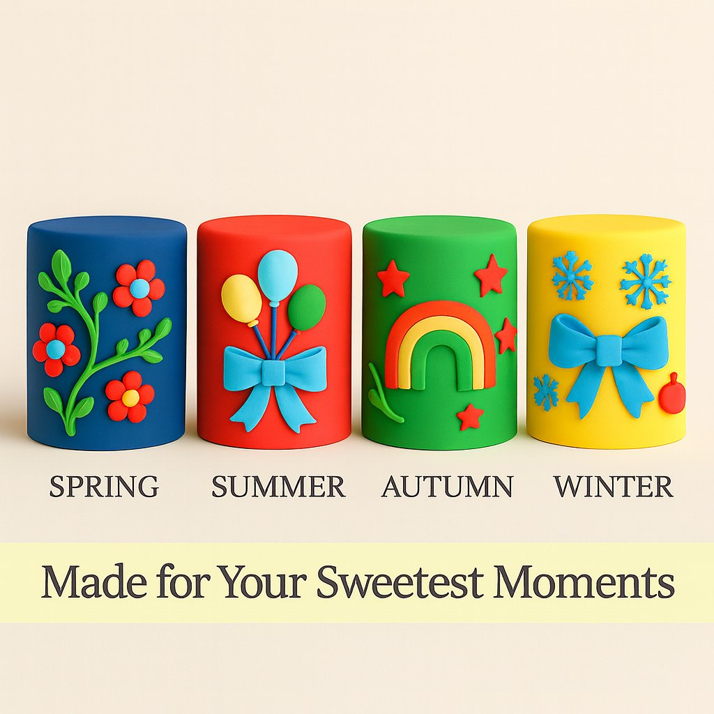 Confect Multipack of Navy Blue, Emerald Green, Yellow and Red Sugarpaste 14