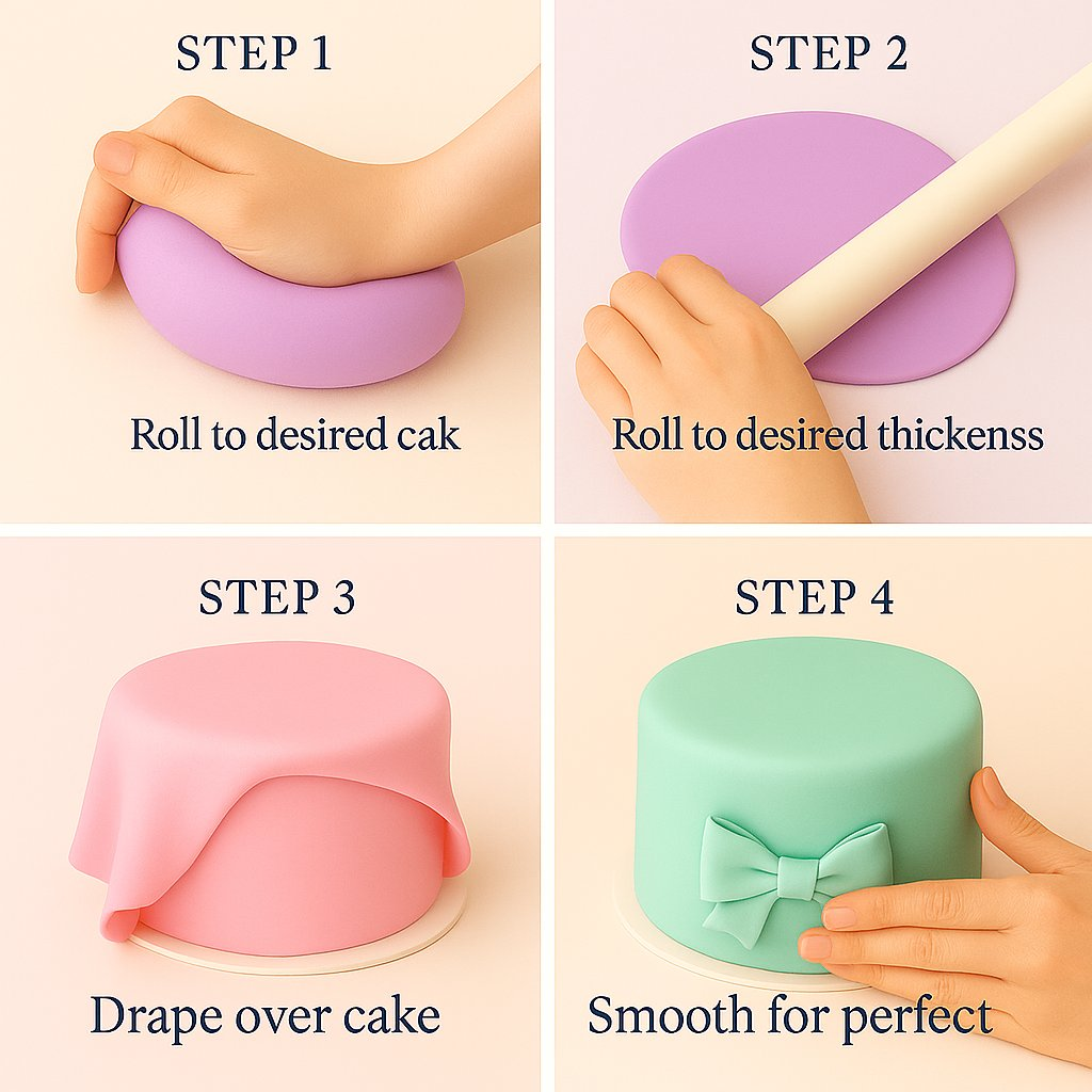 Confect Multipack of Lemon Yellow, Lavender, Blush pink and Mint Green Sugarpaste 01