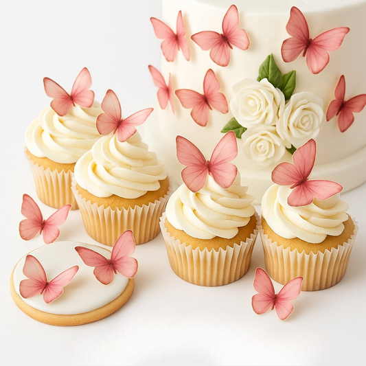 Confect Pink | Pack of 56 Edible Wafer Paper Butterflies
