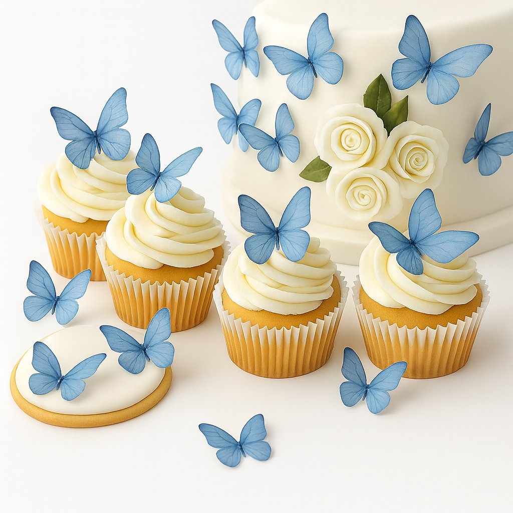 Confect Sky Blue | Pack of 56 Edible Wafer Paper Butterflies