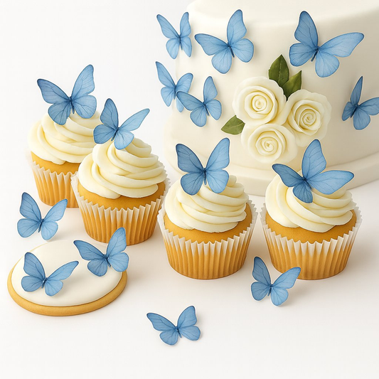 Confect Sky Blue | Pack of 56 Edible Wafer Paper Butterflies