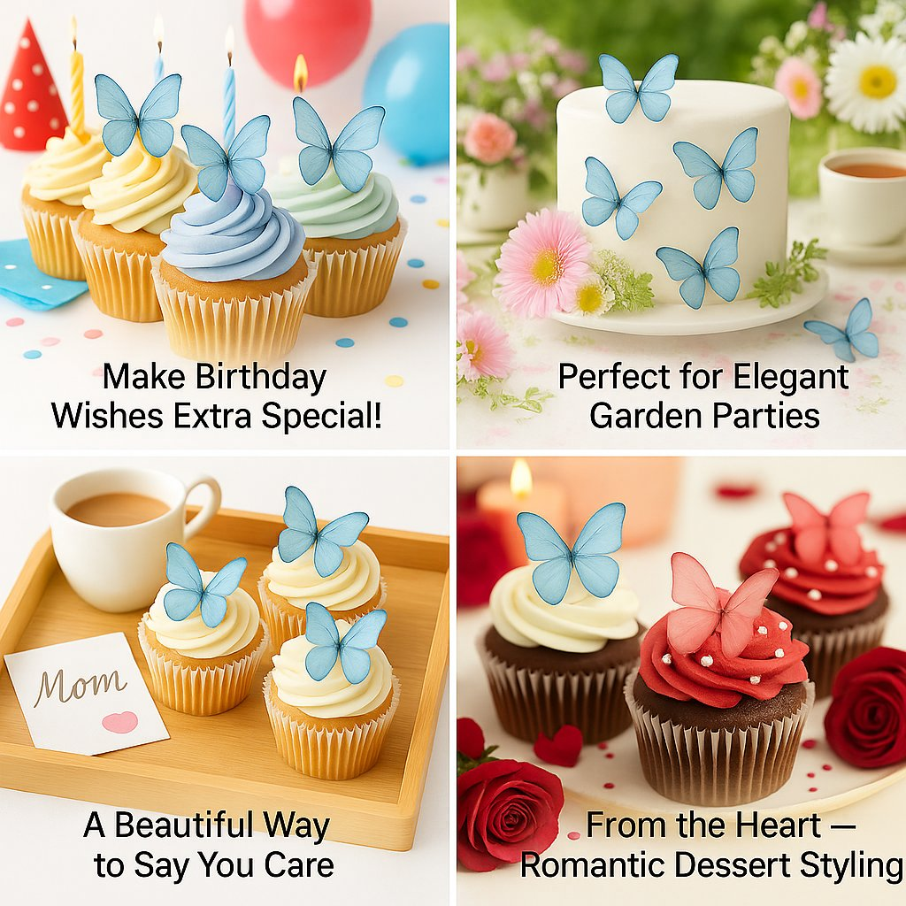 Confect Sky Blue | Pack of 56 Edible Wafer Paper Butterflies