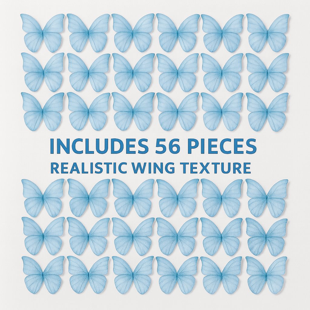 Confect Sky Blue | Pack of 56 Edible Wafer Paper Butterflies