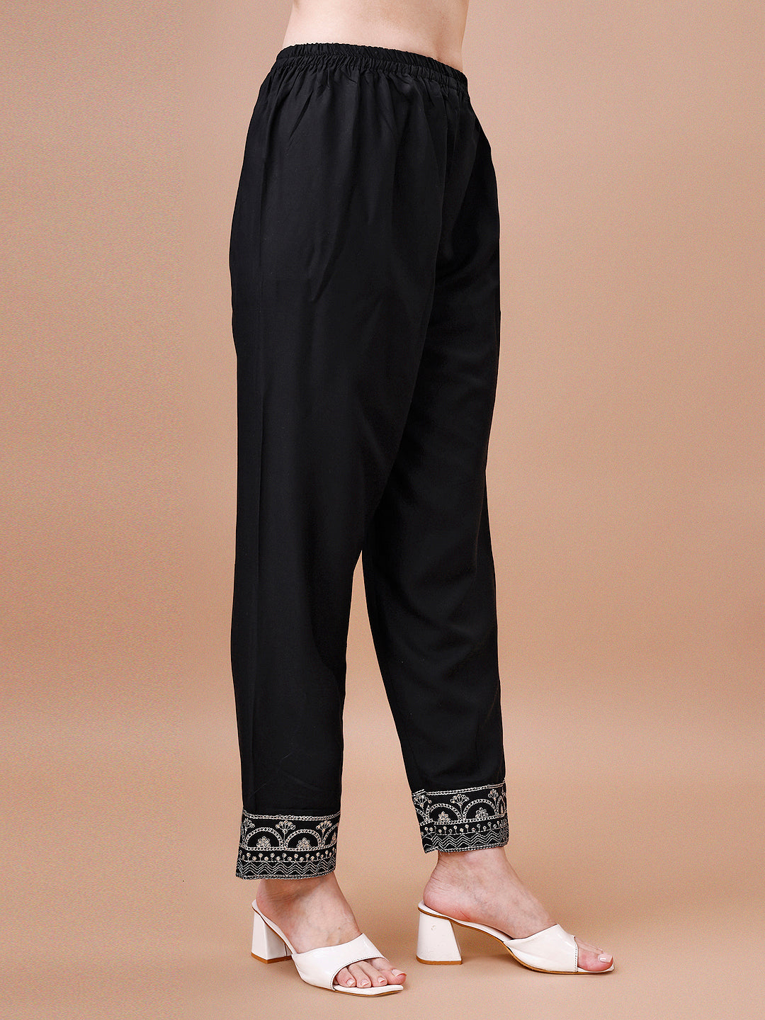 Embroidered Chevron Printed Cotton Kurta With Pant, Multicolor - Hiral Fashion