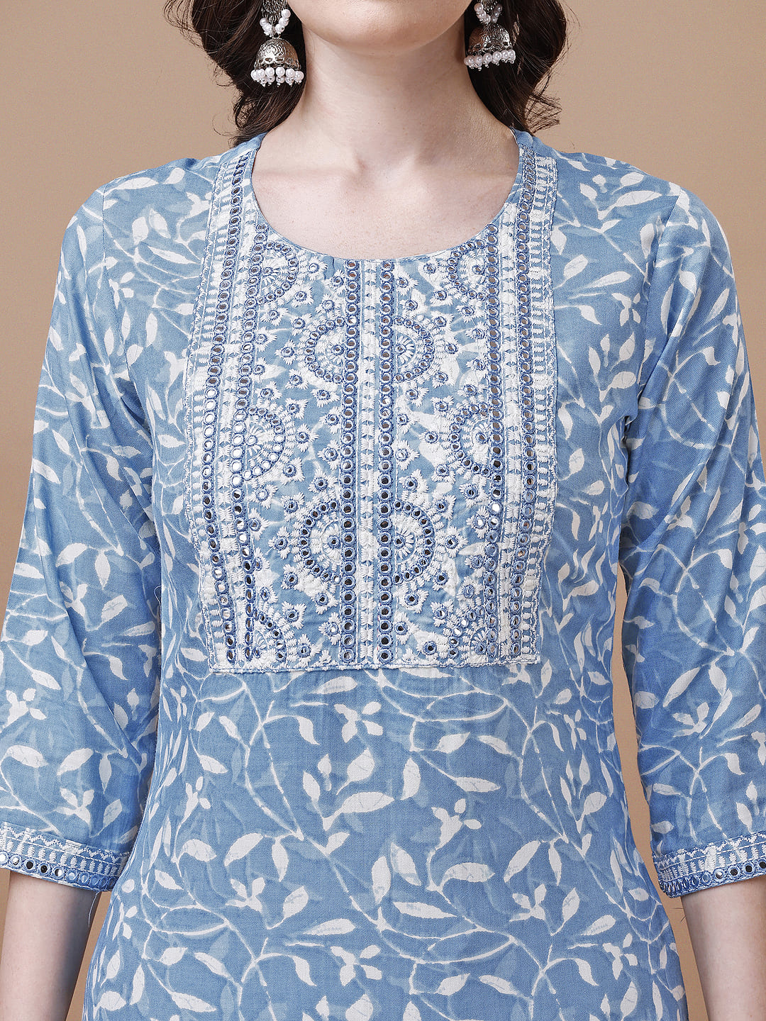 Embroidered & Floral Printed Cotton Kurta With Pant & Dupatta Set, Multicolor - Hiral Fashion