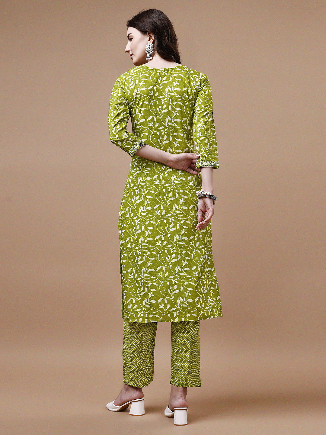 Embroidered & Floral Printed Cotton Kurta With Pant & Dupatta Set, Multicolor - Hiral Fashion