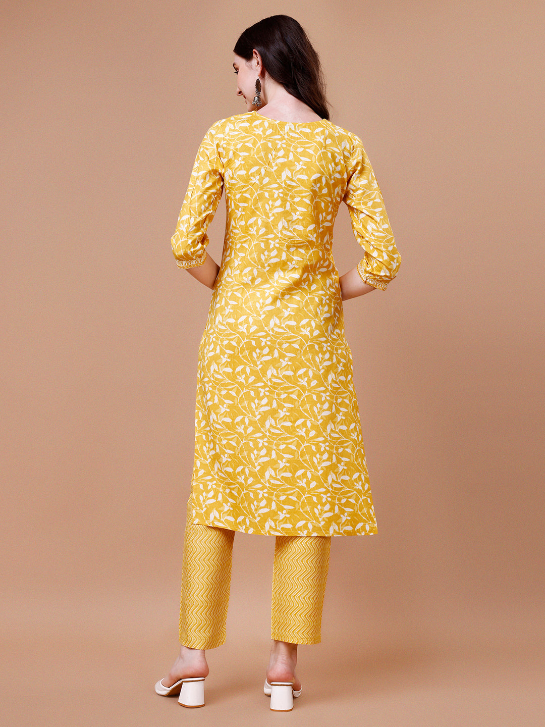 Embroidered & Floral Printed Cotton Kurta With Pant & Dupatta Set, Multicolor - Hiral Fashion