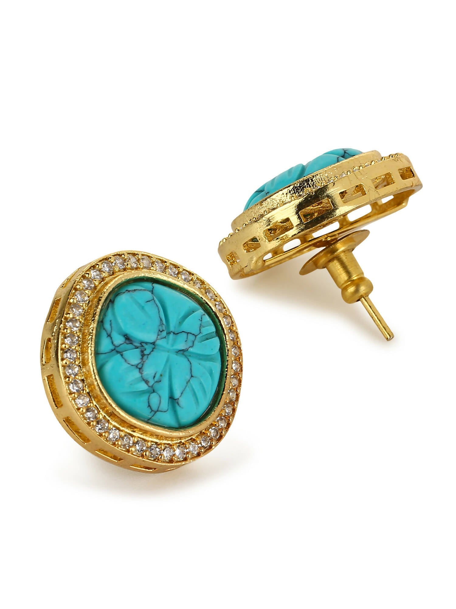 Blue Gold Plated Handcrafted Studs Earrings - Ruby Raang - Grab2buy