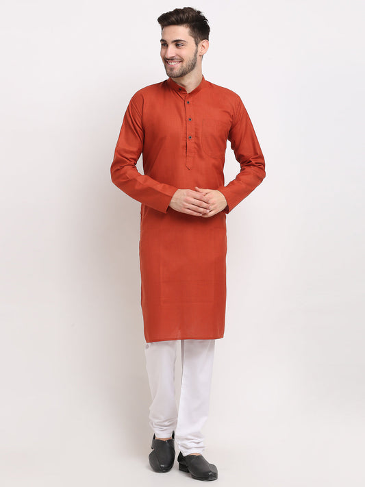 Jompers Men's Cotton Solid Kurta Pyjama - Brown