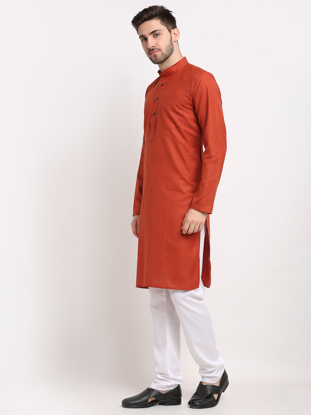 Jompers Men's Cotton Solid Kurta Pyjama - Brown