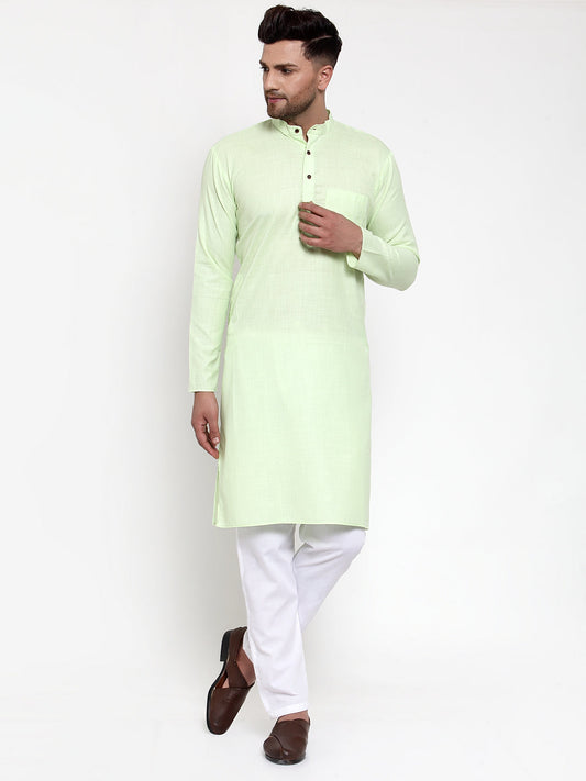 Jompers Men's Cotton Solid Kurta Pyjama - Lime