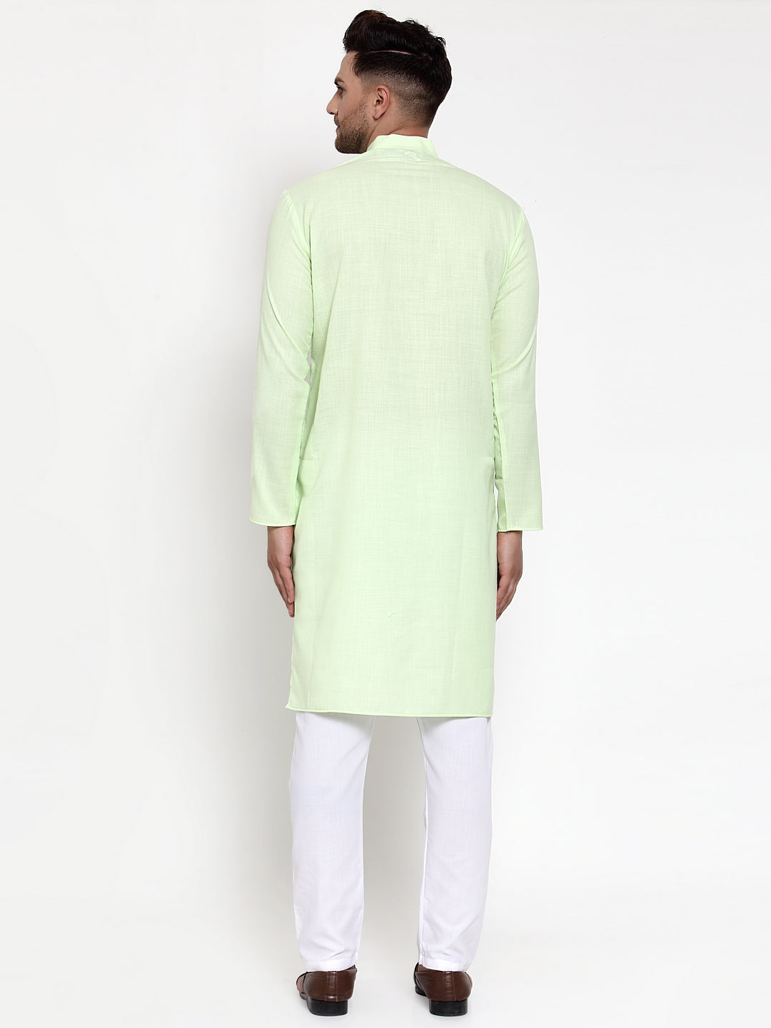 Jompers Men's Cotton Solid Kurta Pyjama - Lime