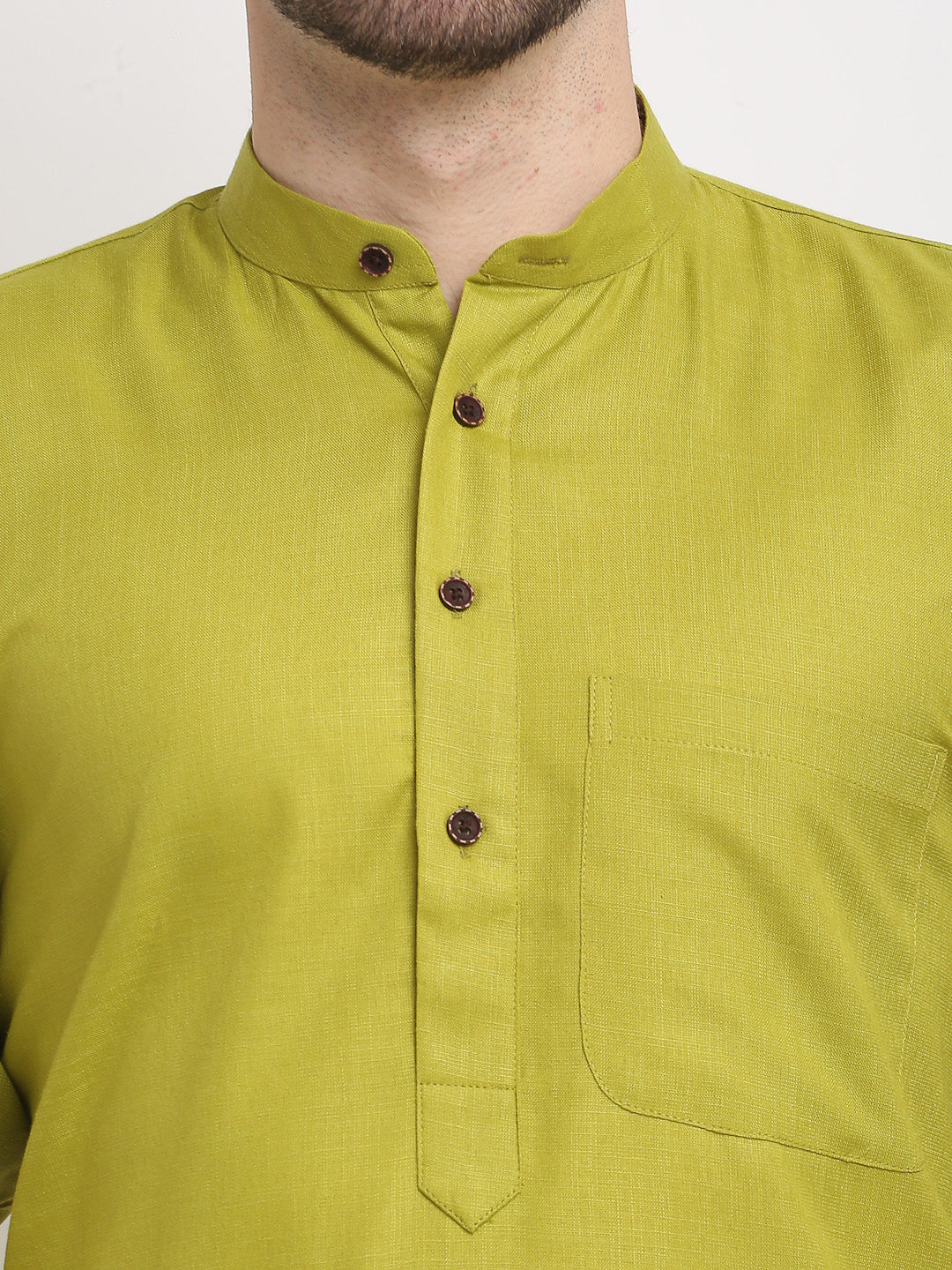 Jompers Men's Cotton Solid Kurta Pyjama - Olive