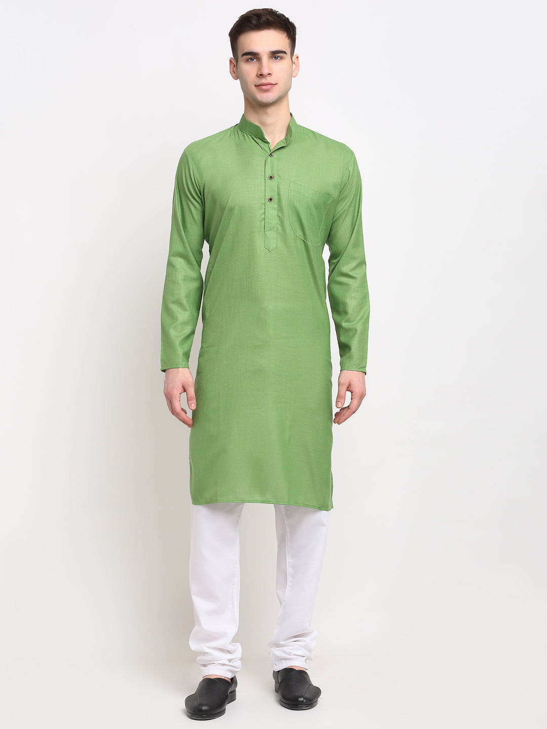 Jompers Men's Cotton Solid Kurta Pyjama - Parrot