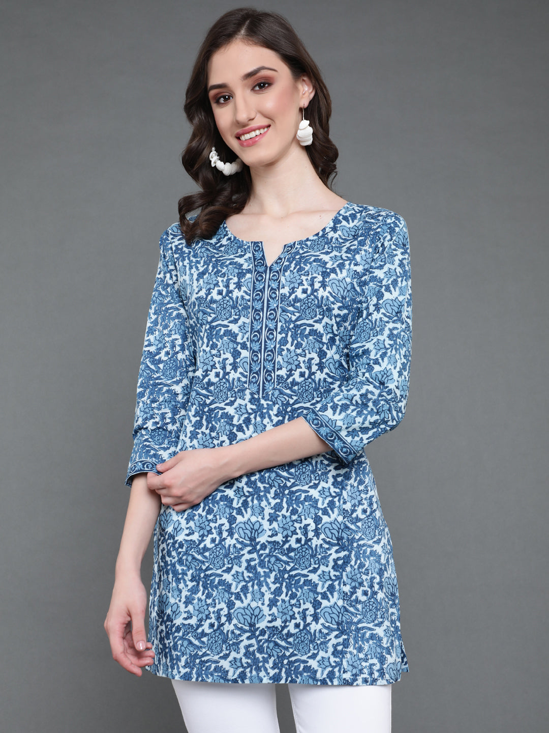 Antaran Blue Pure Cotton Printed Tunic 