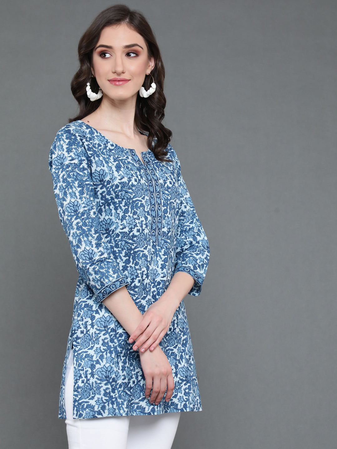 Antaran Blue Pure Cotton Printed Tunic 