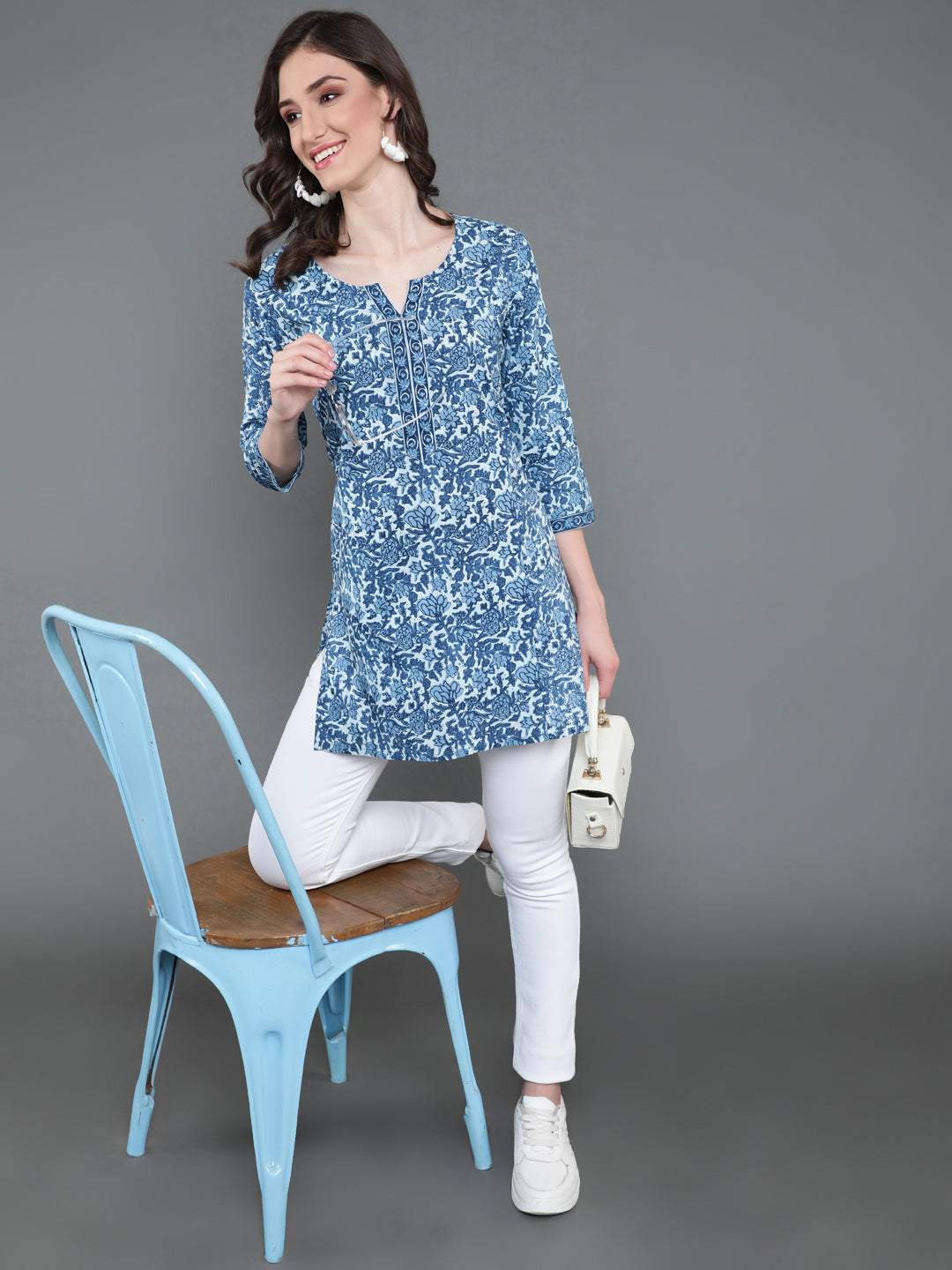 Antaran Blue Pure Cotton Printed Tunic 