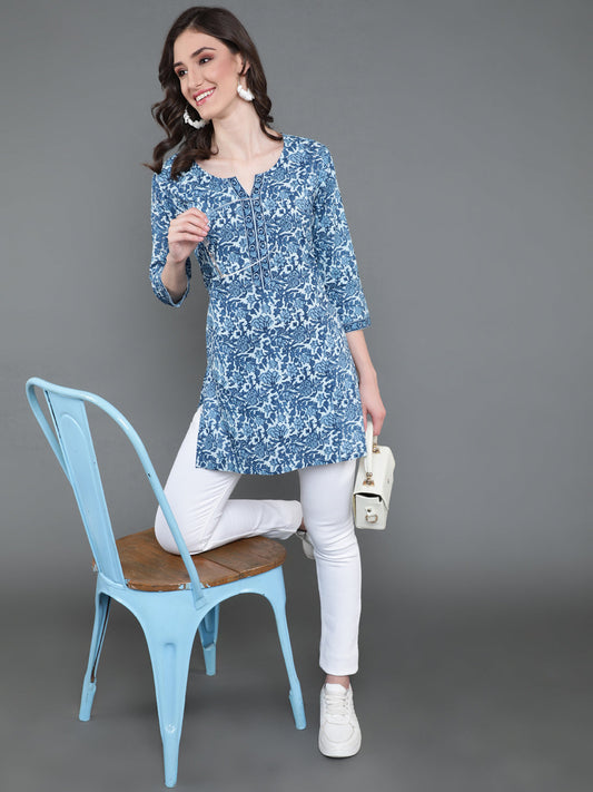 Antaran Blue Pure Cotton Printed Tunic 