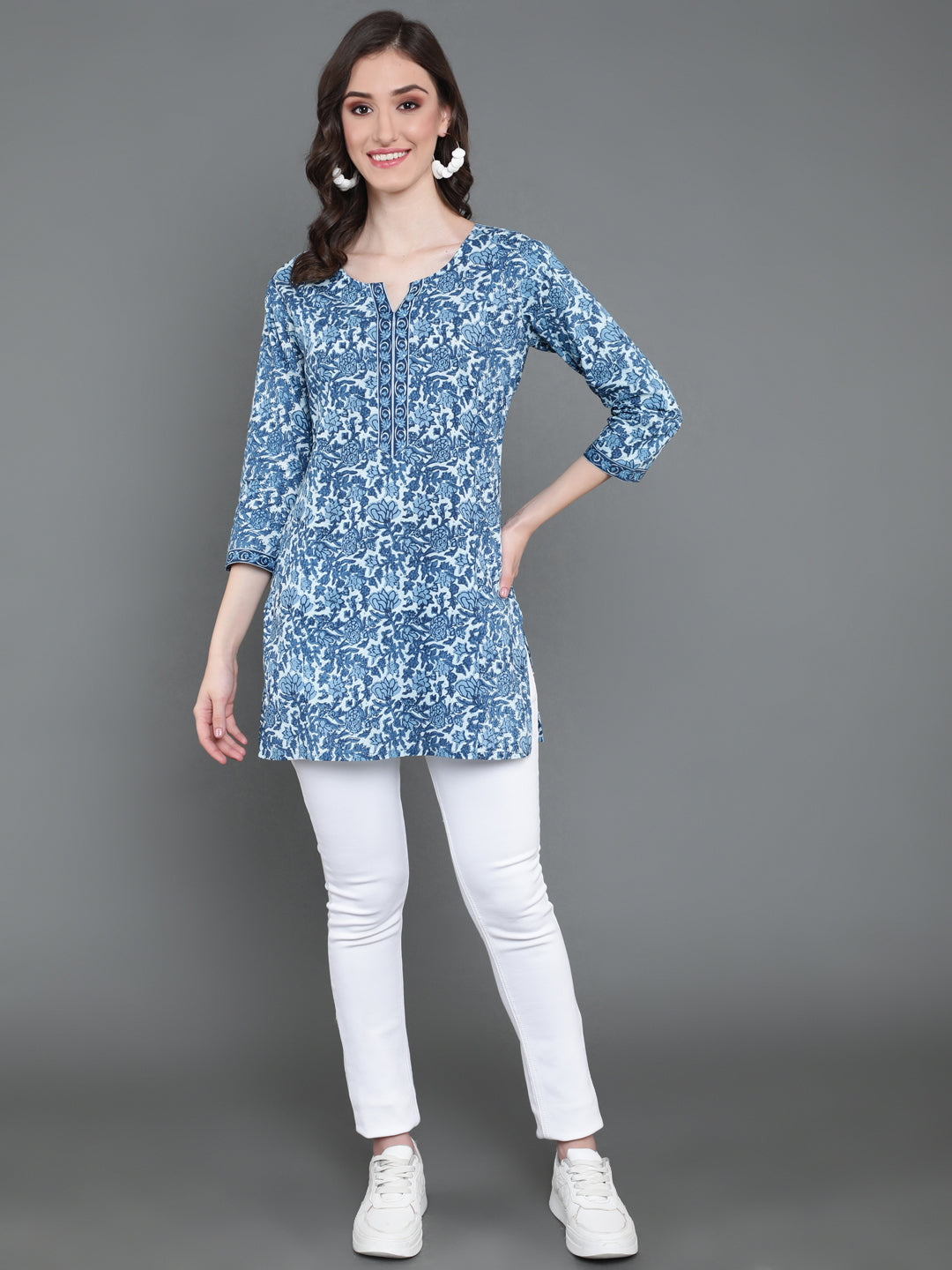 Antaran Blue Pure Cotton Printed Tunic 