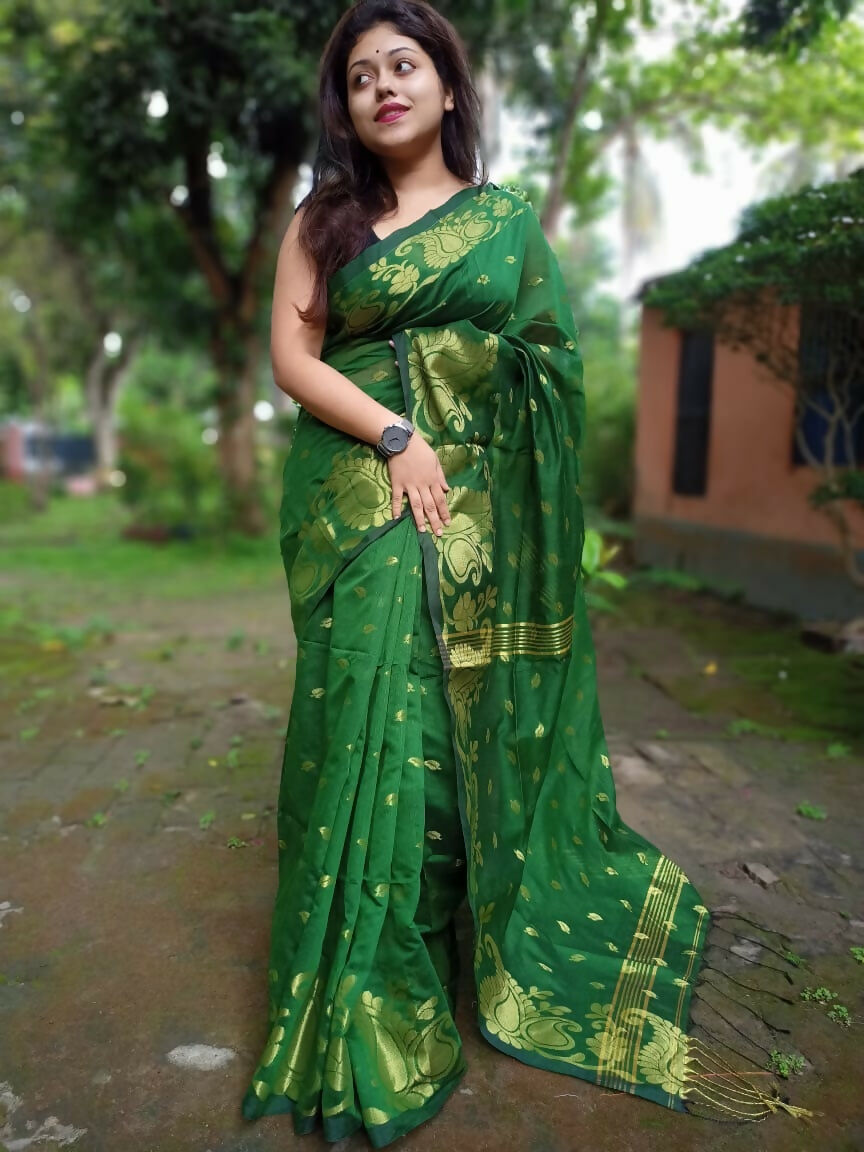 Exclusive Collection Green Beautiful Cotton Silk Grab2Buy 