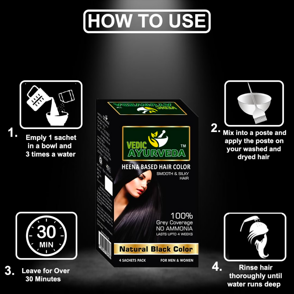 VedicAyurveda Henna Based Hair Colour, Natural Black and Chestnut Brown  Grab2Buy VedicAyurveda Grab2Buy