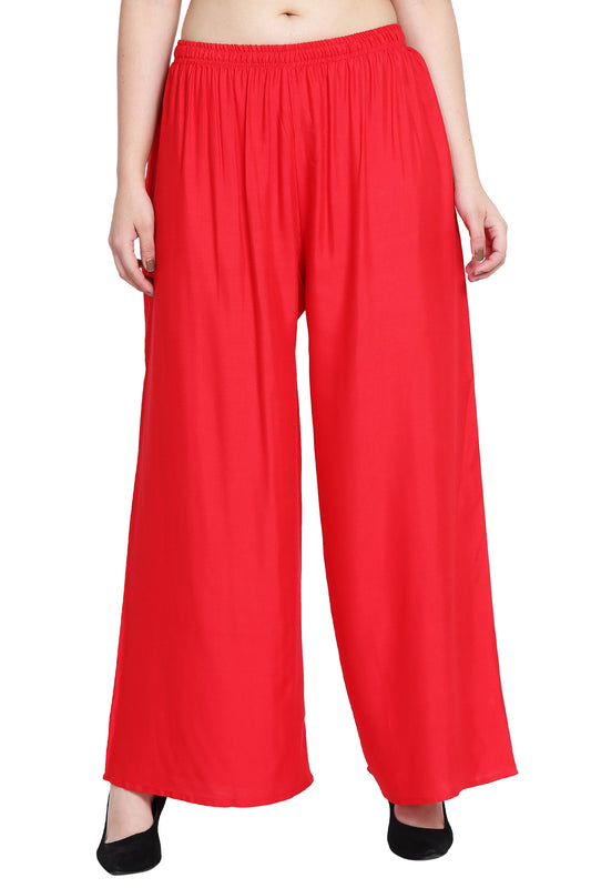 PAVONINE Red Color Rayon Fabric Half Flared Sharara For Women