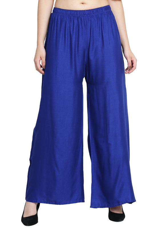 PAVONINE Royal Blue Color Rayon Fabric Half Flared Sharara For Women
