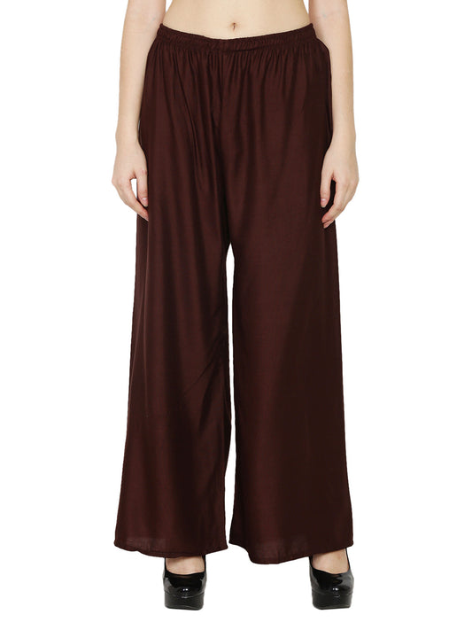 PAVONINE Brown Color Rayon Fabric Half Flared Sharara For Women