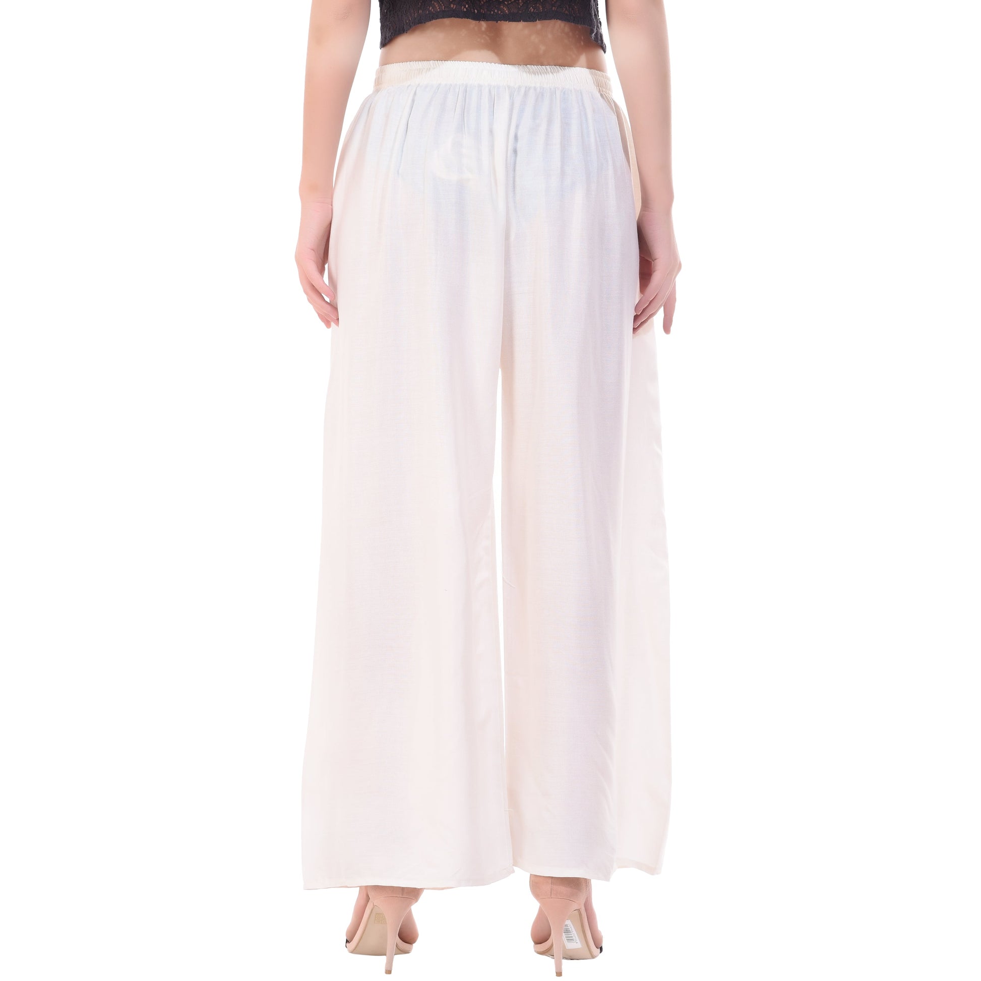 PAVONINE Off-White Color Rayon Fabric Half Flared Sharara For Women
