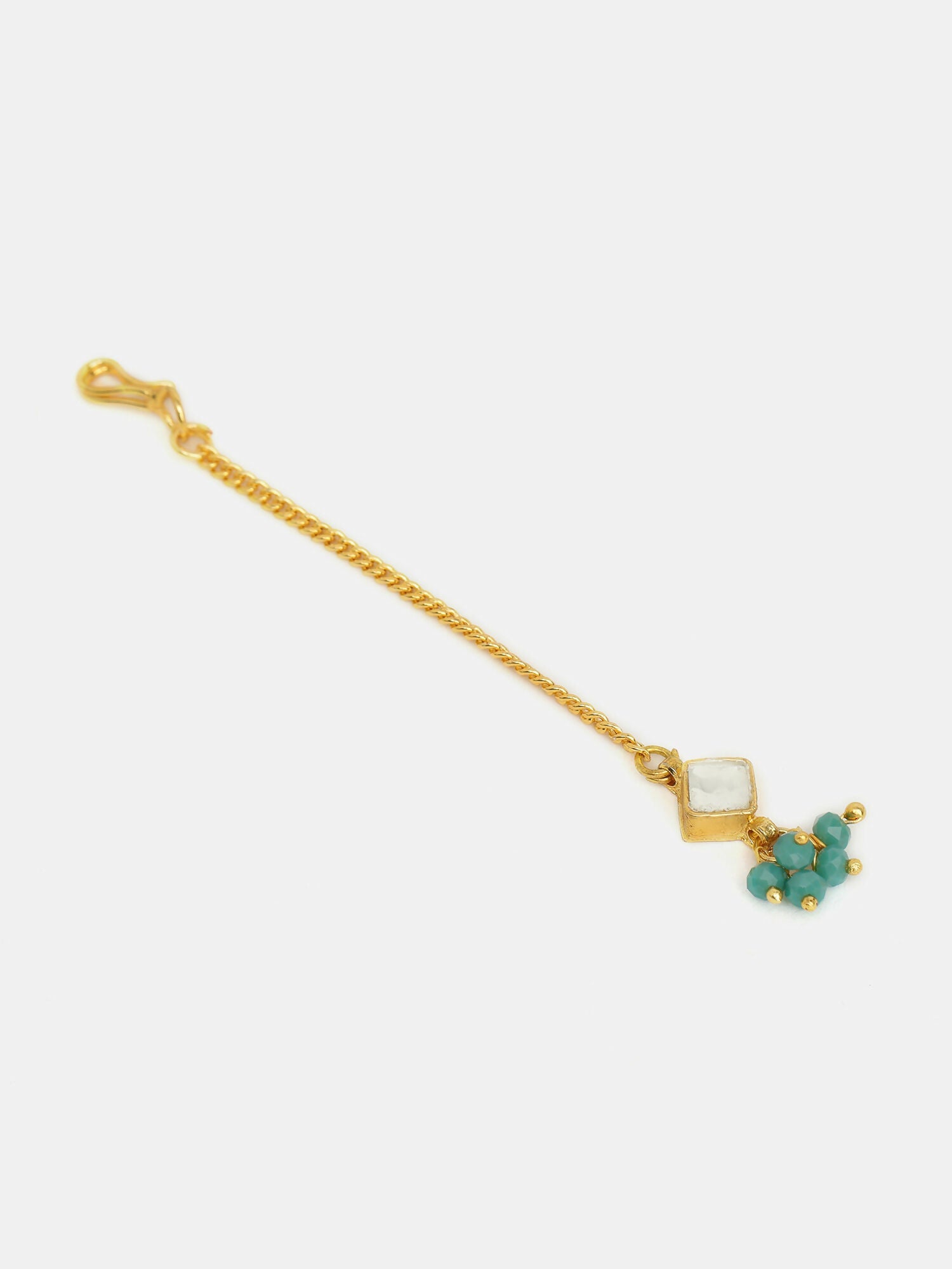 Ruby Raang Gold-White Set Of Earrings And Maang Tikka