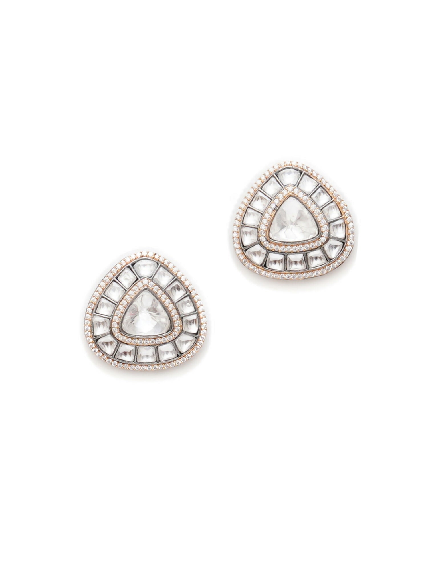 Kundan Earrings (silver) - Ruby Raang