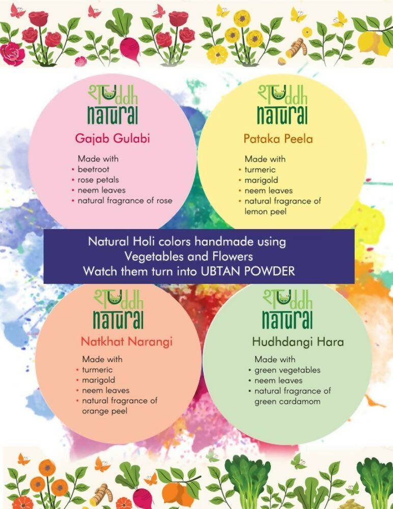 Shuddh Natural Ubtan Based Herbal Gulal | Ayurvedic Thandai Powder |Kashmiri Kahwa| Holi Gift Hamper 