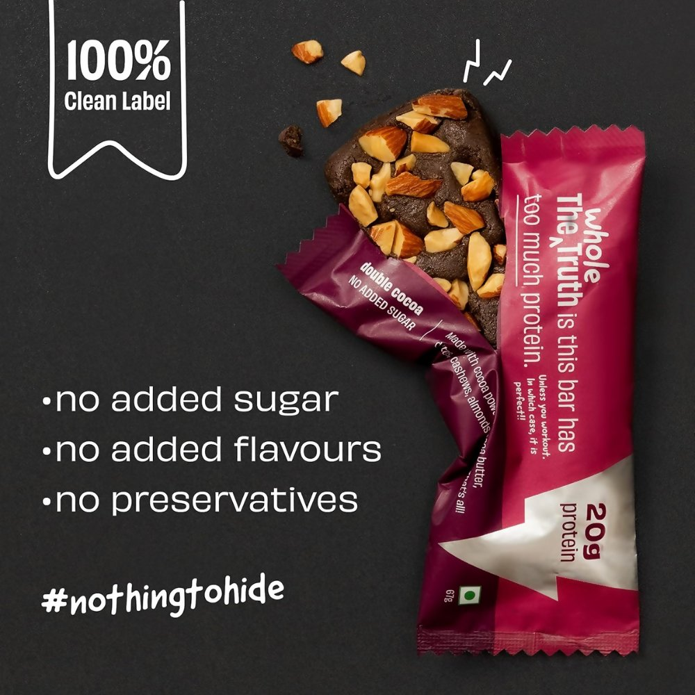 The Whole Truth High Protein Double Cocoa Protein Bar  Grab2Buy The Whole Truth Grab2Buy