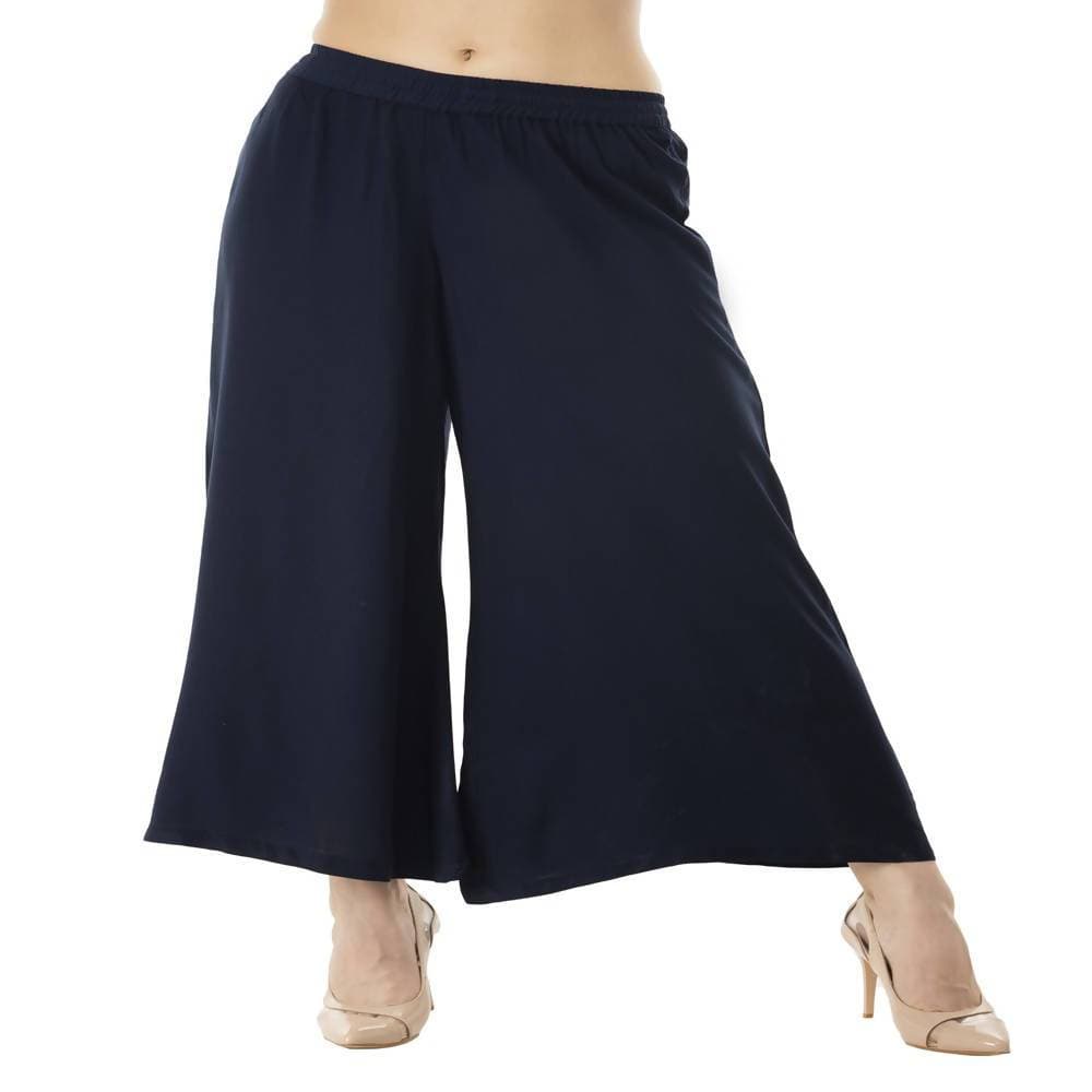Lagi Women's Navy Blue Solid Palazzo (PLZ01B) 