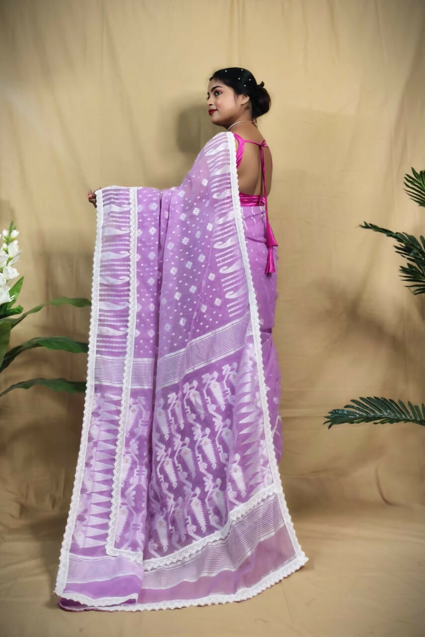 Exclusive Collection Beautiful Purple Jaal Jamdani Grab2Buy 